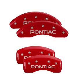 MGP Red Front & Rear Caliper Covers with Silver Pontiac