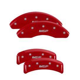 MGP Red Front & Rear Caliper Covers with Silver