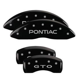MGP Black Front & Rear Caliper Covers with Silver Pontiac Front, GTO Rear