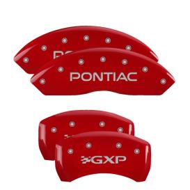 MGP Red Front & Rear Caliper Covers with Silver Pontiac Front, GXP Rear