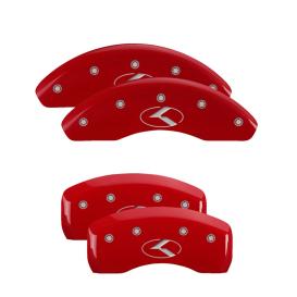 MGP Red Front & Rear Caliper Covers with Silver Kia Logo (Circle K)