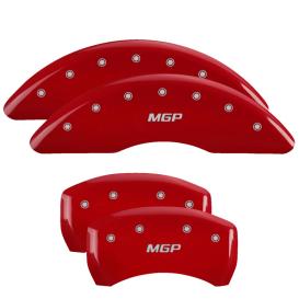 MGP Red Front & Rear Caliper Covers with Silver