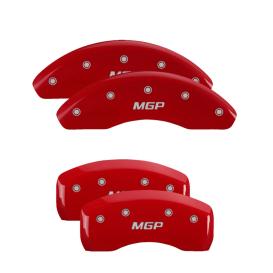 2013-2016 Hyundai Santa Fe MGP Red Front & Rear Caliper Covers with Silver