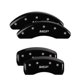 2010-2012 Hyundai Santa Fe MGP Black Front & Rear Caliper Covers with Silver