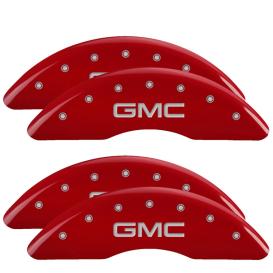 MGP Red Front & Rear Caliper Covers with Silver GMC