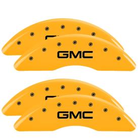 MGP Yellow Front & Rear Caliper Covers with Black GMC
