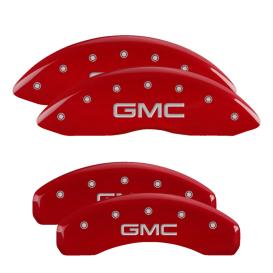 MGP Red Front & Rear Caliper Covers with Silver GMC