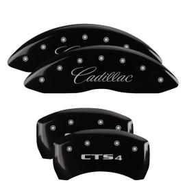 MGP Black Front & Rear Caliper Covers with Silver Cadillac Front, CTS4 Rear