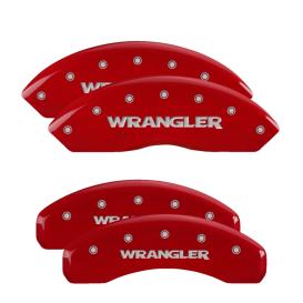 MGP Red Front & Rear Caliper Covers with Silver WRANGLER