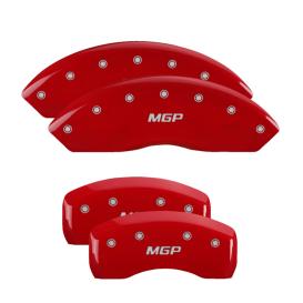 MGP Red Front & Rear Caliper Covers with Silver