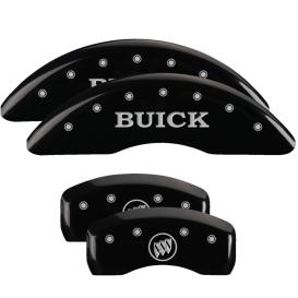 MGP Black Front & Rear Caliper Covers with Silver Buick Front, Buick Shield Logo Rear
