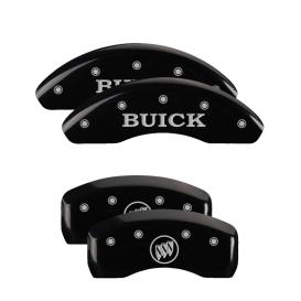 MGP Black Front & Rear Caliper Covers with Silver Buick Front, Buick Shield Logo Rear