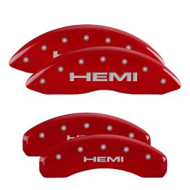 MGP Red Front & Rear Caliper Covers with Silver Hemi