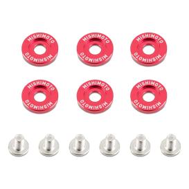 Red M6 X 1.0 Fender Washer And Bolt Kit, 20mm OD, 6 Pcs