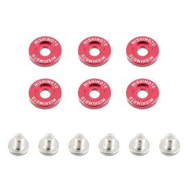 Red M6 X 1.0 Fender Washer And Bolt Kit, 16.7mm OD, 6 Pcs