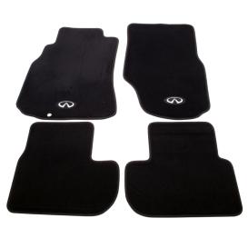 NRG Innovations 1st and 2nd Row Black Carpet Floor Mats with Infiniti Logo