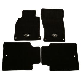 NRG Innovations 1st and 2nd Row Black Carpet Floor Mats with Infiniti Emblem