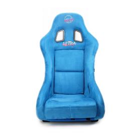 NRG Innovations Ultra Series Medium FRP Bucket Racing Seat in Blue Alcantara with Gold Glitter Back