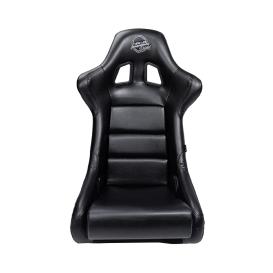   NRG Innovations Medium FRP Bucket Racing Seat in Black Water Resistant Vinyl and Grey Shield Logo