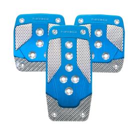   NRG Innovations Blue Aluminum with Silver Carbon Fiber Manual Sport Pedal Covers