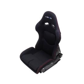 NRG Innovations Reclinable Cloth Sport Racing Seat in Black with Red Stitching