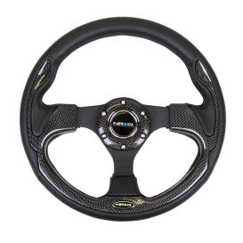 NRG Innovations 320mm Reinforced Sport Leather Steering Wheel with Carbon Fiber Look Trim