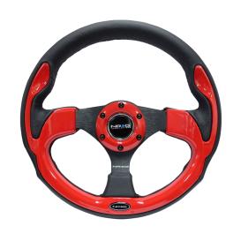 NRG Innovations 320mm Reinforced Sport Leather Steering Wheel with Red Trim
