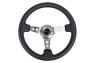 NRG Innovations 350mm Reinforced Sport Black Leather Steering Wheel with Round Holes and Gun-Metal Spokes - NRG Innovations RST-006GM
