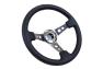 NRG Innovations 350mm Reinforced Sport Black Leather Steering Wheel with Round Holes and Gun-Metal Spokes - NRG Innovations RST-006GM