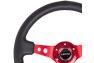 NRG Innovations 350mm Reinforced Sport Black Leather Steering Wheel with Round Holes and Red Spokes - NRG Innovations RST-006RD