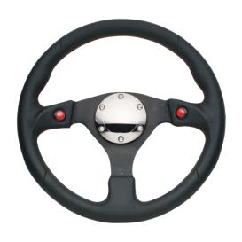 NRG Innovations 320mm Reinforced Sport Black Leather Steering Wheel with Red Stitching