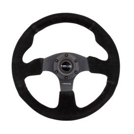 NRG Innovations 320mm Reinforced Black Suede Steering Wheel with Black Stitching