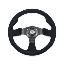 NRG Innovations 320mm Reinforced Black Alcantara Steering Wheel with Black Stitching