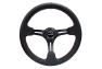 NRG Innovations 350mm Reinforced Black Leather Steering Wheel with Matte Black Slitted Spokes and Red Stitching - NRG Innovations RST-018R-RS