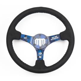 NRG Innovations 350mm MADMIKE Signature Collection Alcantara Steering Wheel with Blue Stitching