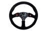 NRG Innovations 350mm 3-Spoke Black Suede Sport Comfort Grip Steering Wheel with Matte Black Spokes and 2-Switches - NRG Innovations RST-023D-S