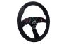 NRG Innovations 350mm 3-Spoke Black Suede Sport Comfort Grip Steering Wheel with Matte Black Spokes and 2-Switches - NRG Innovations RST-023D-S