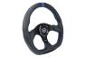 NRG Innovations Flat Bottom Black Leather Sport Steering Wheel with Matte Black Spokes and Blue Center Mark - NRG Innovations RST-024MB-R-BL