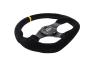 NRG Innovations Flat Bottom Black Suede Sport Steering Wheel with Matte Black Spokes and Yellow Center Mark - NRG Innovations RST-024MB-S-Y