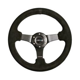 NRG Innovations 330mm Black Suede Sport Comfort Grip Steering Wheel with Matte Black Spokes