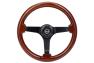 NRG Innovations 350mm Vintage Brown Wood Grain Finish Steering Wheel with Matte Black Spokes - NRG Innovations RST-036BR-BK