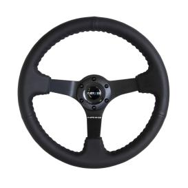 NRG Innovations 350mm ODI Signature Race Style Black Leather Sport Steering Wheel with Matte Black Spokes