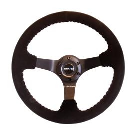 NRG Innovations 350mm ODI Signature Race Style Black Suede Sport Steering Wheel with Matte Black Spokes
