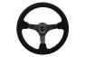 NRG Innovations 350mm Black Suede Sport Steering Wheel with Matte Black Spokes and Silver Stitching - NRG Innovations RST-036MB-S-SL