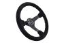 NRG Innovations 350mm Black Suede Sport Steering Wheel with Matte Black Spokes and Silver Stitching - NRG Innovations RST-036MB-S-SL