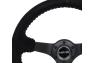 NRG Innovations 350mm Black Suede Sport Steering Wheel with Matte Black Spokes and Silver Stitching - NRG Innovations RST-036MB-S-SL