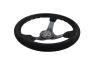 NRG Innovations 350mm Black Suede Sport Steering Wheel with Matte Black Spokes and Silver Stitching - NRG Innovations RST-036MB-S-SL