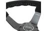 NRG Innovations 350mm Black Suede Sport Steering Wheel with Matte Black Spokes and Silver Stitching - NRG Innovations RST-036MB-S-SL