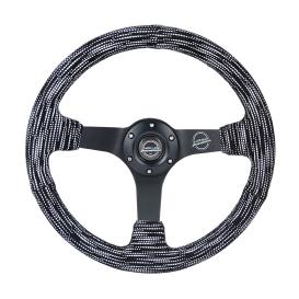 NRG Innovations 350mm Hyper Drive Microfiber Sport Steering Wheel with Matte Black Spokes and Black Stitching