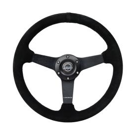NRG Innovations 350mm Black Suede Sport Steering Wheel with Matte Black Spokes